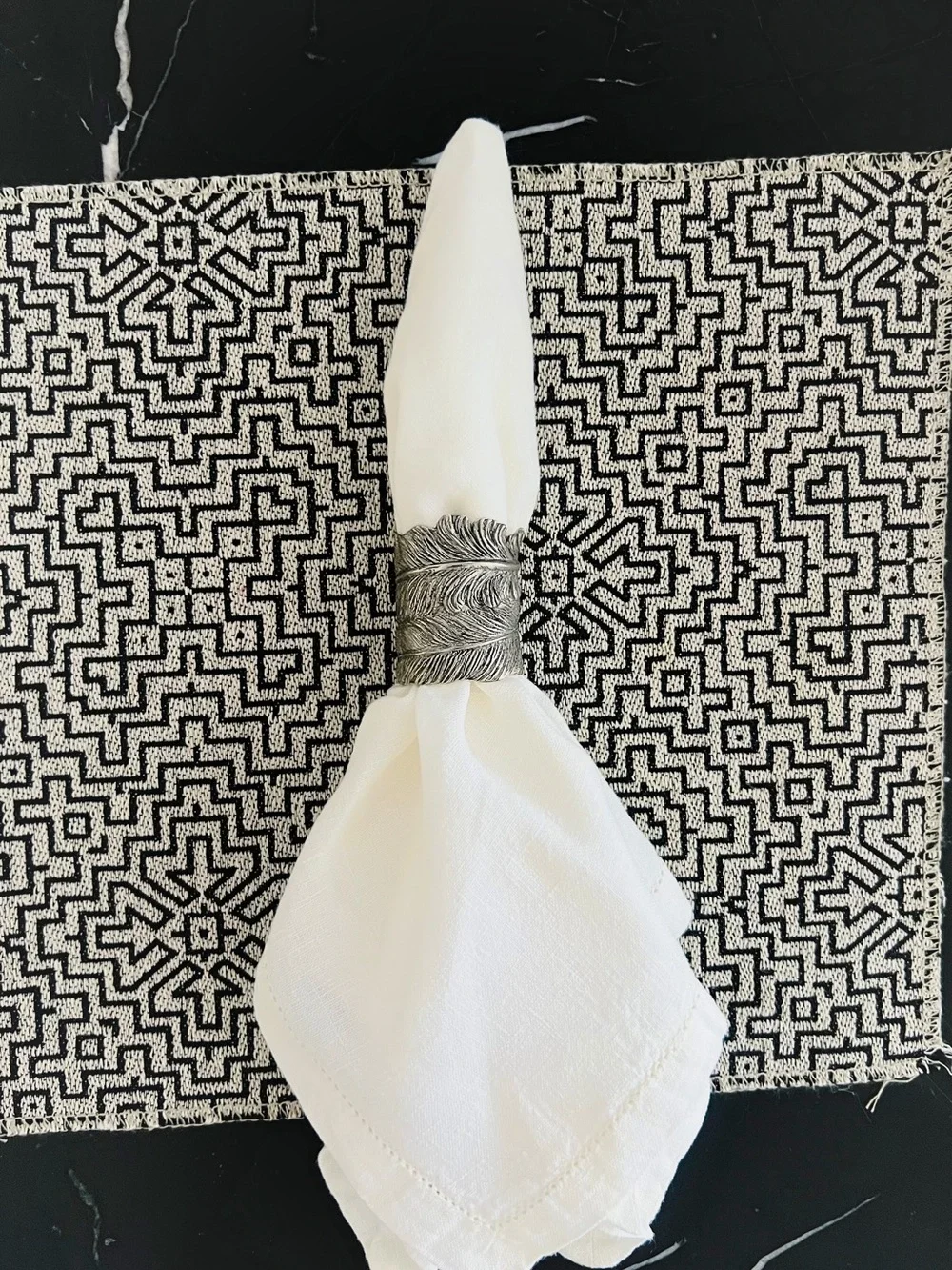 Vagabond House Feather Napkin Ring Set - 2 sets of 4 available